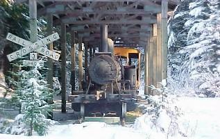 Train at train park in snow